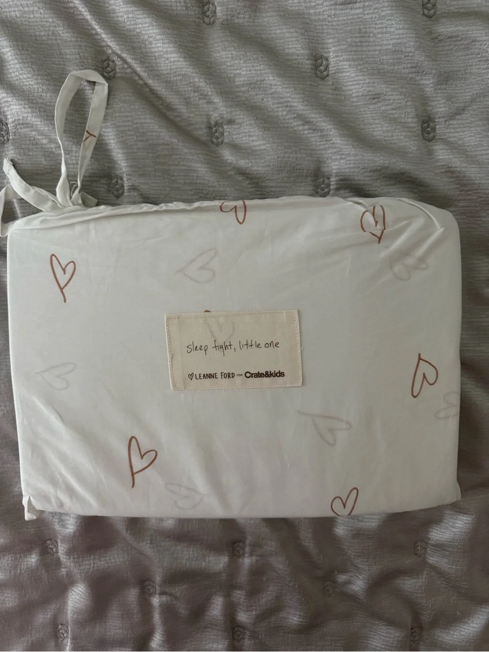 Crate & Barrel Leanne Ford Organic Twin Sheet Set Clay Heart 100% Cotton NWT
